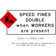 Speed Fines Double (When Workers Are Present) sign (ID-501)