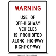 Use Of Off-Highway Vehicles Prohibited Along Right-Of-Way sign (RC-103)