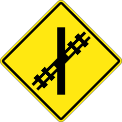 Railway Crossing Ahead - Skew Left sign (WA-18-L)