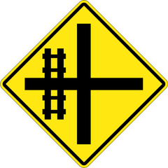 Cross-Road Railway Crossing Left From Cross Intersection sign (WA-20-L)