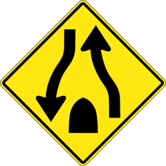 Divided Highway Ends sign (WA-32)