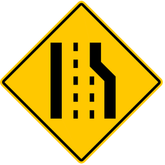 Road Narrows - Loss Of Lane Right sign (WA-33X-R)