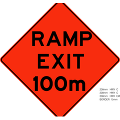 Ramp Exit 100 M sign (WD-188)