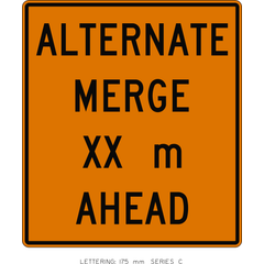 Alternate Merge Xx M Ahead sign (WD-198)